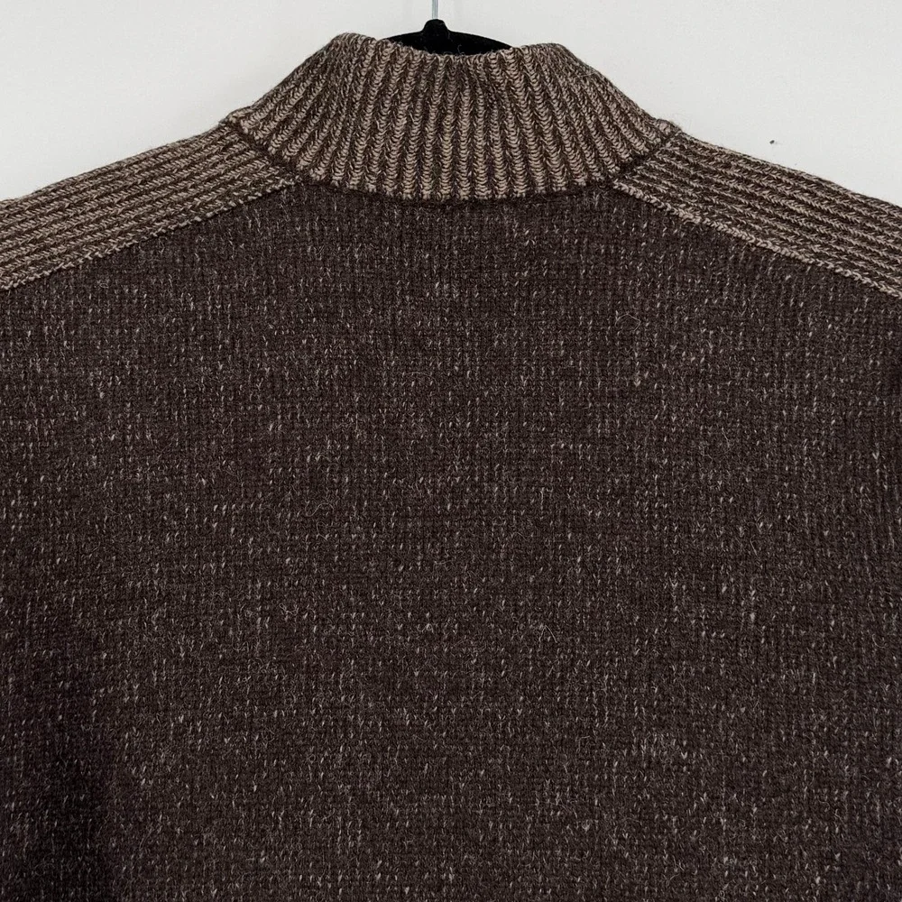 Pronto Uomo 100% Wool Brown Full Zip Cardigan Sweater Mens Medium Preppy